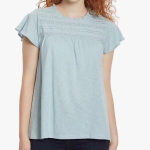 Ella Moss Woman’s Lace Trim Knit Flutter Sleeve Top